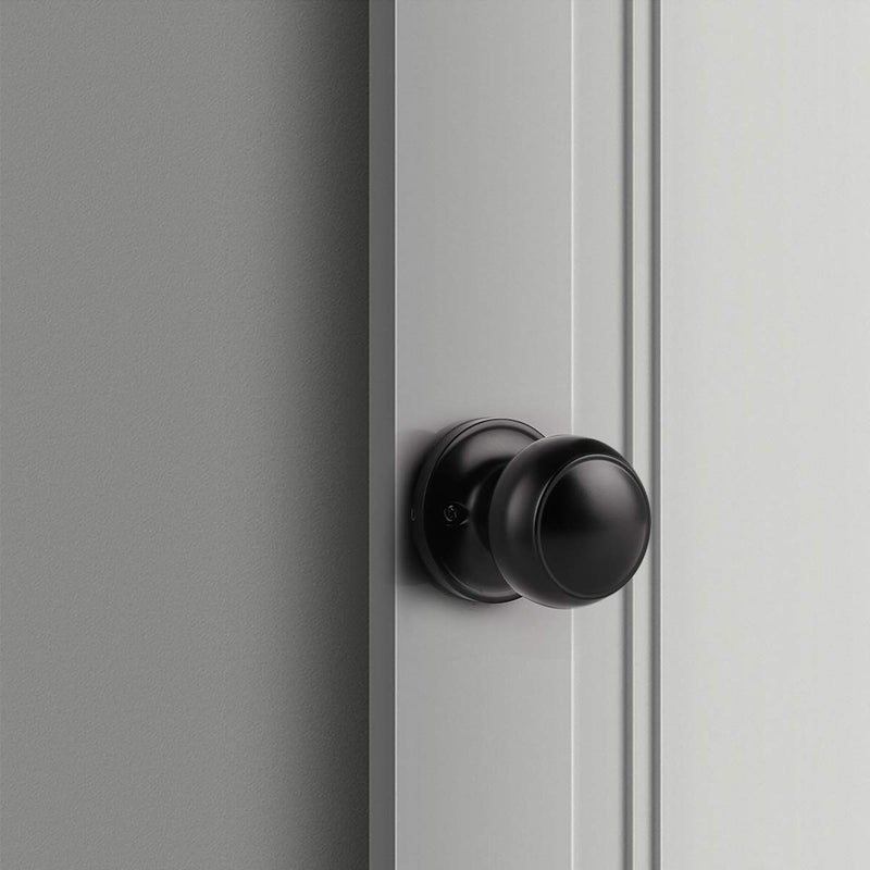 Probrico Door Knob One Side 4 Pack  Fake Door Handles Dummy Function for Closet French Doors  Matte Black Finish Inactive Levers  Flat Ball Knob - Image 3